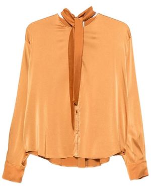 forte_forte Overhemden ,Oranje ,Satijn Satin Finish Front Button Shirt