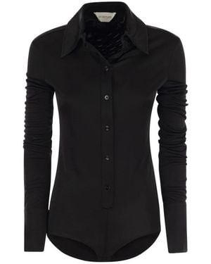 Sportmax Overhemden ,Zwart ,Geknoopte Mouwen Shirt