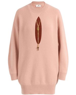 Elisabetta Franchi Knitted Dresses - Pink