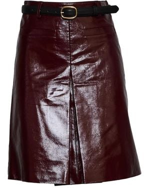 Self-Portrait Burgunder Leder Minirock Aw25 - Lila