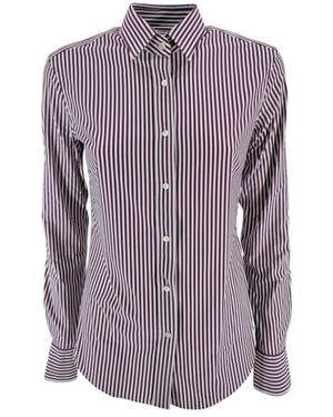 Xacus Overhemden ,Veelkleurig ,Gestreepte Damesblouse - Paars