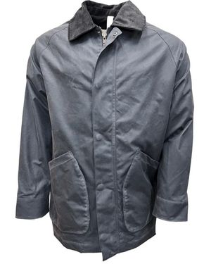 Brixtol Textiles Blau Graue Gewachste Jacke Curtis Stil