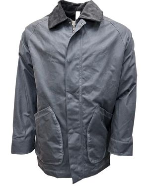 Brixtol Textiles Jassen ,Grijs ,Katoen Blauw Grijs Gewaxte Jas Curtis Stijl