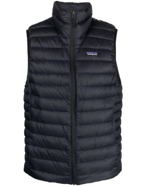 Patagonia Jassen ,Zwart ,Nylon Zwarte Gewatteerde Mouwloze Sweater Vest - Blauw