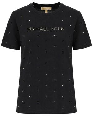 Michael Kors Tops ,Zwart ,Katoen Classic Mk Stud T-Shirt