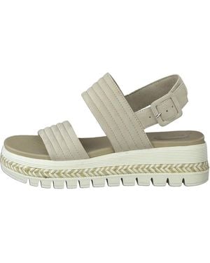 Tamaris Plateau Sandale Met Stiksel En Gevlochten Detail - Metallic