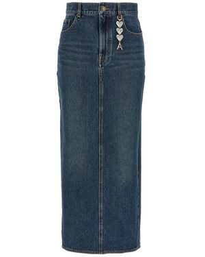 Area Zip Slit Midi Rock - Blau