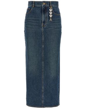 Area Zip Slit Midi Rok - Blauw