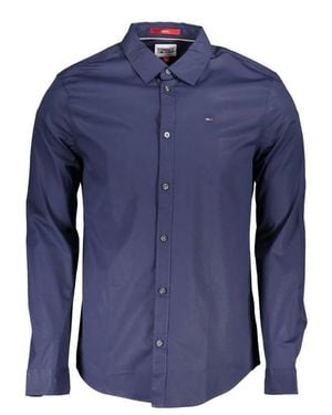 Tommy Hilfiger Overhemden ,Blauw ,Katoen Slim Fit Katoenen Shirt
