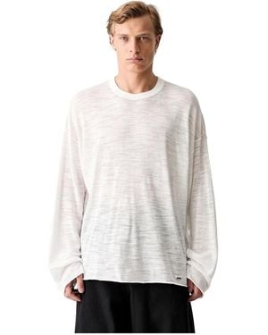 Represent Langarm Slub-Strick T-Shirt - Weiß