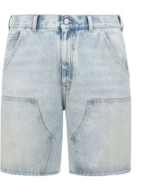 MM6 by Maison Martin Margiela Baumwoll-Denim-Shorts Mit Logo - Blau
