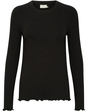 Kaffe Schwarzes Tiefes Langarm-Top