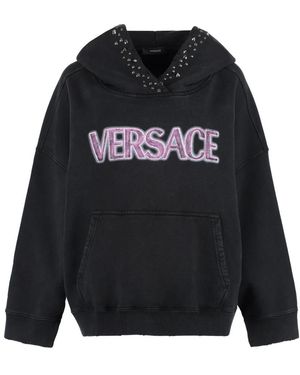 Versace Gestudde Katoenen Hoodie - Zwart