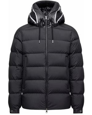 Moncler Jassen ,Zwart ,Polyester Cardere Korte Donsjack Met Capuchon