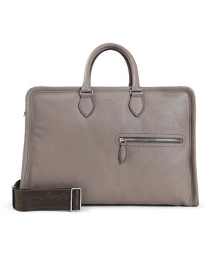 Berluti Graue Genarbte Leder-Reisetasche - Braun