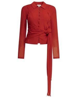 Ganni Geknoopte Blouse Met Strikdetail - Rood