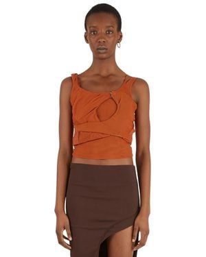 Mainline:RUS/Fr.CA/DE Tops ,Oranje ,Katoen Cotton Jersey Ria Top - Bruin