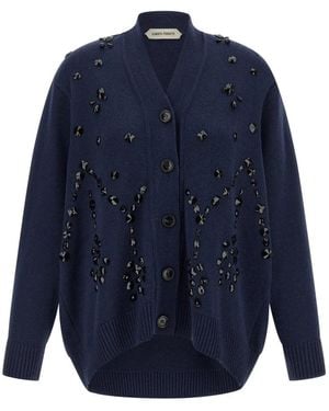 Alberta Ferretti Cashmere En Zijde Blend Cardigan - Blauw