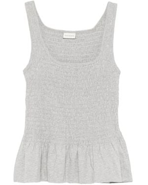 Dries Van Noten Smocked Peplum Tanktop - Grijs