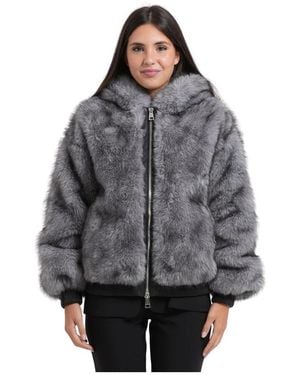 Fracomina Faux Fur & Shearling Jackets - Grey