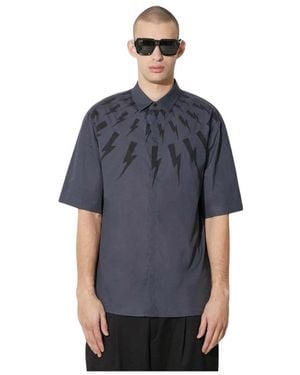 Neil Barrett Short Sleeve Hemden - Blauw