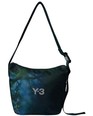 Y-3 Crossbody-tasche mit mesh-overlay und logo - Blau