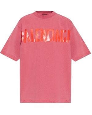 Balenciaga T-Shirt Mit Bedrucktem Logo - Pink
