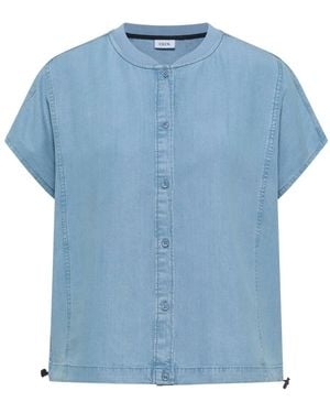 Cecil Denim-Look Kurzarm-Bluse - Blau