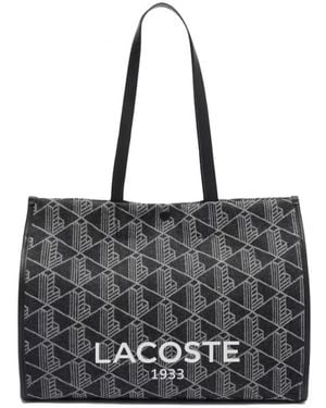 Lacoste Large Heritage Jacquard Tote - Zwart