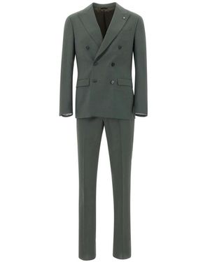 Manuel Ritz Kostuums ,Groen ,Wol Double-Breasted Suit - Grijs