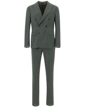 Manuel Ritz Kostuums ,Groen ,Wol Double-Breasted Suit - Grijs