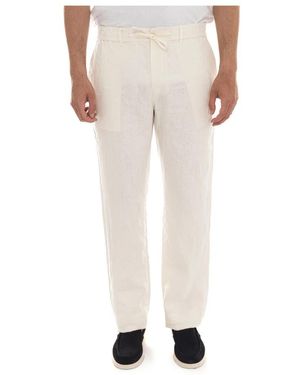 GANT Linnen Broek Met Trekkoord - Naturel