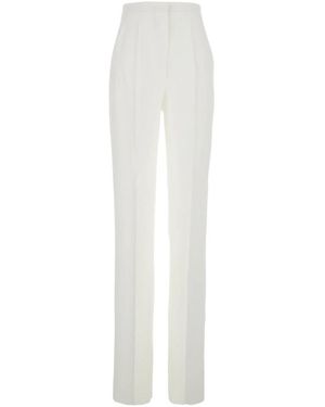 Max Mara Weiße Leinenhose Mit Falten Details