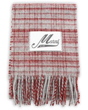 Marni Rot Karierter Woll-Mohair-Schal - Pink