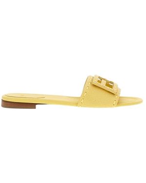 Fendi Schoenen ,Geel ,Leer Baguette Slide
