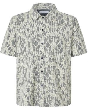 Samsøe & Samsøe Overhemden ,Blauw ,Katoen Short Sleeve Shirt - Grijs