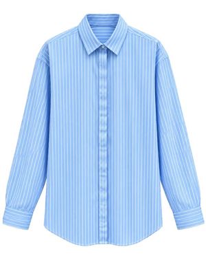 MARSĒM Gestreepte Knopen Blouse - Blauw