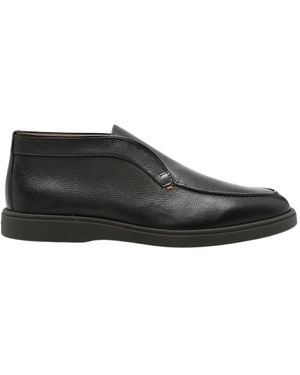 Santoni Schoenen ,Grijs ,Leer Detroit Loafer - Zwart