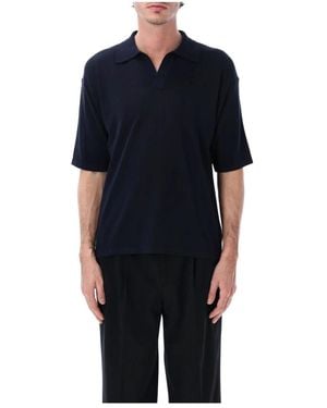 Roberto Collina Tops ,Blauw ,Katoen Over Polo - Zwart