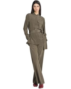 JOSEPH Overhemden ,Groen ,Zijden Blouse Met Zakken En Ceintuur