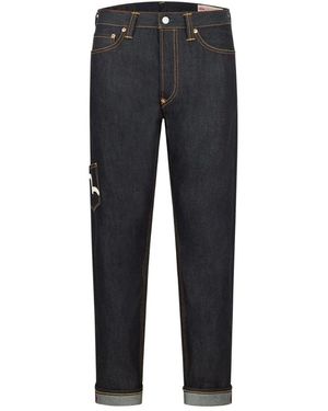 Evisu Jeans ,Blauw ,Katoen Multi-Pocket Seagull Regular Fit Jeans
