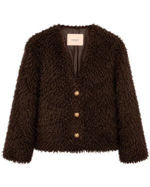 Twinset Faux Fur Shearling Jassen - Bruin
