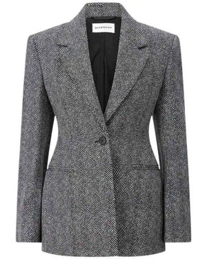 Givenchy Jassen ,Grijs ,Katoen Slim-Fit Visgraat Blazer