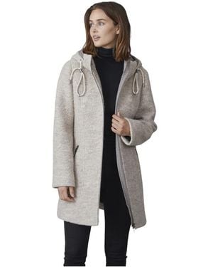 Junge Elegante Abrigo De Lana Con Capucha, Mujer, Talla - Gris