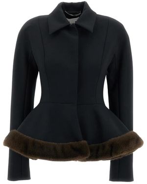 Stella McCartney Jassen ,Zwart ,Wol Peplum-Jas Met Nertsbont-Look