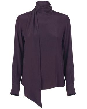 Ottod'Ame Overhemden ,Bruin ,Viscose Blouse Met Lange Mouwen - Paars