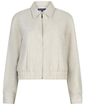 Red Button Bomber Jkt Linenlook - Wit