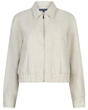 Red Button Bomber Jkt Linenlook - Wit