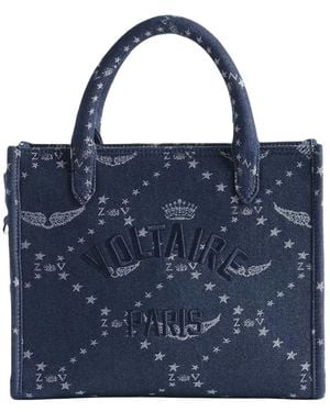 Zadig & Voltaire Angel Tote Xs Denim Monogram - Blau