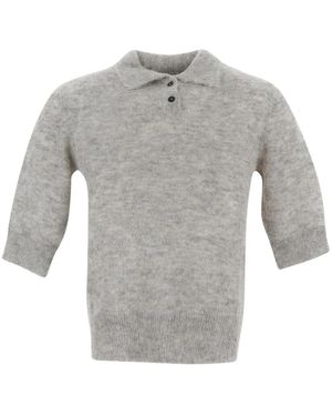 Lardini Alpaka Strick Polo Pullover - Grau
